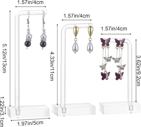 Bremorou 3 Pcs Acrylic Earrings Display Holder Clear Earring Stand Jewelry Display For Show Earring Display Jewelry Holder Organizer For Necklaces Bracelet Vendors Women And Photo Selling in Saudi Arabia