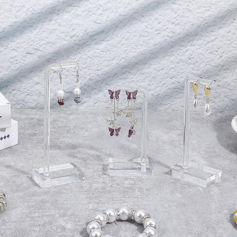 Bremorou 3 Pcs Acrylic Earrings Display Holder Clear Earring Stand Jewelry Display For Show Earring Display Jewelry Holder Organizer For Necklaces Bracelet Vendors Women And Photo Selling in Saudi Arabia