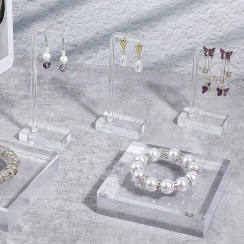 Bremorou 3 Pcs Acrylic Earrings Display Holder Clear Earring Stand Jewelry Display For Show Earring Display Jewelry Holder Organizer For Necklaces Bracelet Vendors Women And Photo Selling in Saudi Arabia