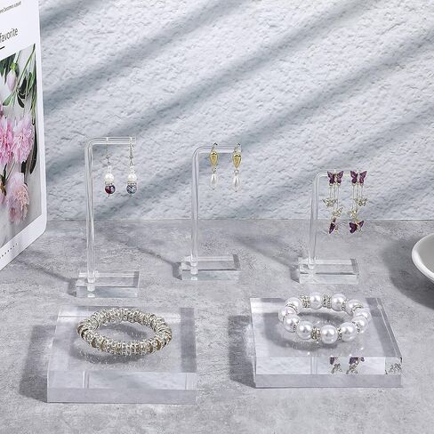 Bremorou 3 Pcs Acrylic Earrings Display Holder Clear Earring Stand Jewelry Display For Show Earring Display Jewelry Holder Organizer For Necklaces Bracelet Vendors Women And Photo Selling in Saudi Arabia