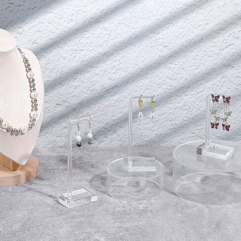 Bremorou 3 Pcs Acrylic Earrings Display Holder Clear Earring Stand Jewelry Display For Show Earring Display Jewelry Holder Organizer For Necklaces Bracelet Vendors Women And Photo Selling in Saudi Arabia