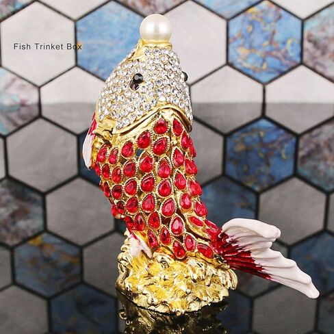 Fish Trinket Box Hand Painted Jewelry Organizer for Rings Necklaces Earrings Home Decoration in Saudi Arabia