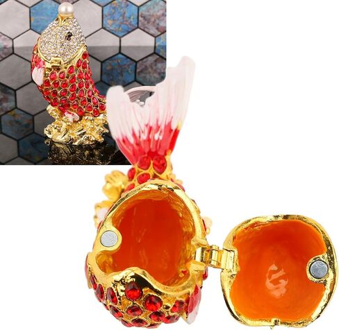 Fish Trinket Box Hand Painted Jewelry Organizer for Rings Necklaces Earrings Home Decoration in Saudi Arabia