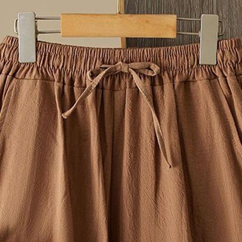 Linen Shorts for Women Casual Summer Beach Lace Floral Lounge Shorts High Waisted Elastic Drawstring Boho Pants in Saudi Arabia