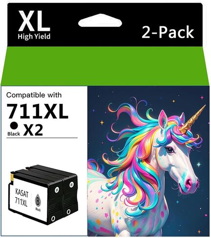 KASAT 711xl Black 80-ml Ink cartridges High Yield 2-Pack Replacement for HP 711 Ink Cartridge to use for HP DesignJet T100 T120 T125 T130 T520 T525 T530 Printer in Kuwait