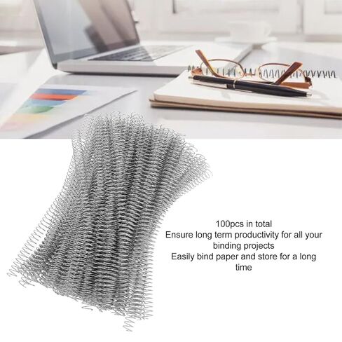 100Pcs Iron Spiral Binding Coils 4:1 Ratio 115 Sheet Capacity A4 Paper Rings Wire Combs Spines (Silver) in Kuwait