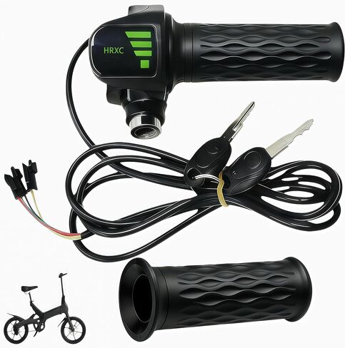 Ebike Full Twist Throttle 48V، مع موصل مقاوم للماء 3 دبوس يناسب Ridstar Q20 سهل التركيب، شاشة LED مع قفل مفتاح، لمقابض الخانق لسكوتر الدراجة النارية Ebike in Kuwait