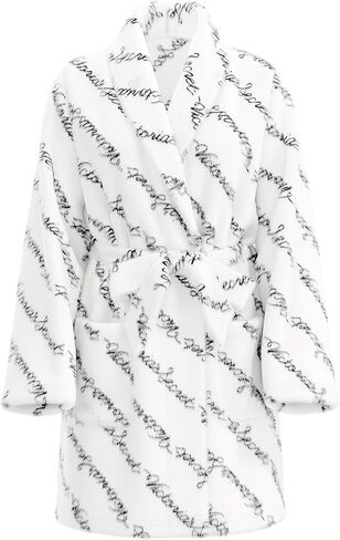 Victoria's Secret Short Cozy Robe Color White Script New in Saudi Arabia