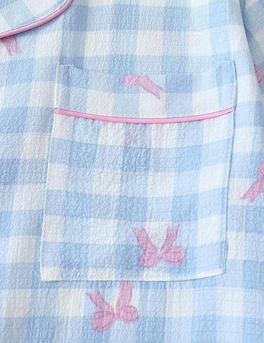 Women's 2 Piece Pajama Sets Summer Pajamas Cute Pj Set Lounge Matching Pjs Button Shirt with Shorts in Saudi Arabia