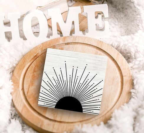 SRADMO Abstract Boho Black Sun Sunrise Sunset Sunshine Sunray Rustic Wood Box Sign Desk Decor, Boho Mid Century Modern Art Wooden Block Box Sign Decoration for Home Office Wall Shelf Table Decor in Saudi Arabia
