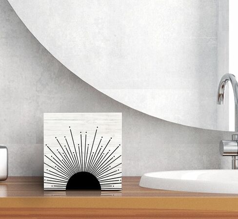 SRADMO Abstract Boho Black Sun Sunrise Sunset Sunshine Sunray Rustic Wood Box Sign Desk Decor, Boho Mid Century Modern Art Wooden Block Box Sign Decoration for Home Office Wall Shelf Table Decor in Saudi Arabia
