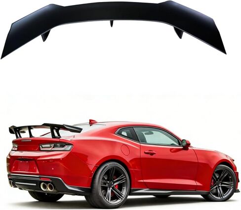جناح سبويلر خلفي متوافق مع 2016-2024 كامارو ZL1 1LE STYL SS RS LT ZL جميع الموديلات، بدون كاميرا سبويلر خلفية أسود لامع in Kuwait