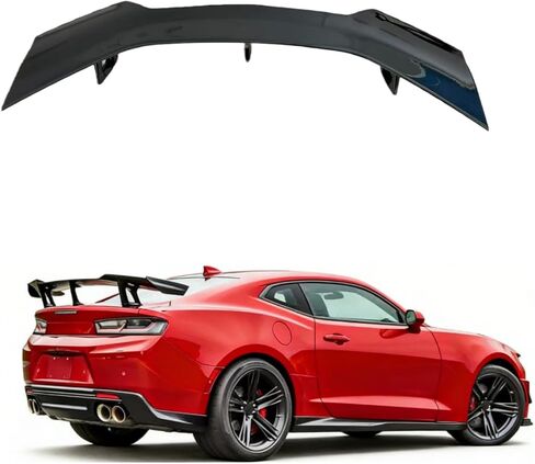 جناح سبويلر خلفي متوافق مع 2016-2024 كامارو ZL1 1LE STYL SS RS LT ZL جميع الموديلات، بدون كاميرا سبويلر خلفية أسود لامع in Kuwait