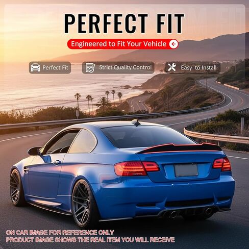IKON MOTORSPORTS, Trunk Spoiler Compatible with 2007-2013 BMW E92 3-Series Coupe & M3 Coupe, Matte Black PSM Style ABS Plastic Rear Trunk Lid Spoiler Wing Lip in Saudi Arabia