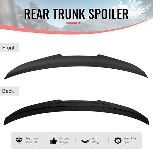 IKON MOTORSPORTS, Trunk Spoiler Compatible with 2007-2013 BMW E92 3-Series Coupe & M3 Coupe, Matte Black PSM Style ABS Plastic Rear Trunk Lid Spoiler Wing Lip in Saudi Arabia