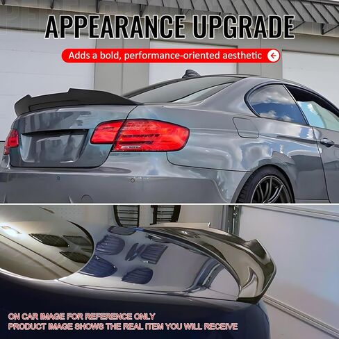 IKON MOTORSPORTS, Trunk Spoiler Compatible with 2007-2013 BMW E92 3-Series Coupe & M3 Coupe, Matte Black PSM Style ABS Plastic Rear Trunk Lid Spoiler Wing Lip in Saudi Arabia