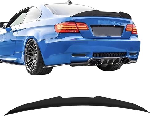 IKON MOTORSPORTS, Trunk Spoiler Compatible with 2007-2013 BMW E92 3-Series Coupe & M3 Coupe, Matte Black PSM Style ABS Plastic Rear Trunk Lid Spoiler Wing Lip in Saudi Arabia