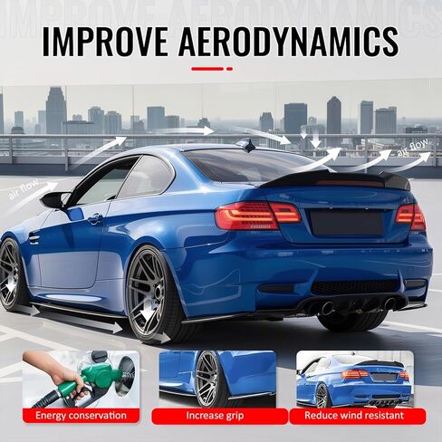 IKON MOTORSPORTS, Trunk Spoiler Compatible with 2007-2013 BMW E92 3-Series Coupe & M3 Coupe, Matte Black PSM Style ABS Plastic Rear Trunk Lid Spoiler Wing Lip in Saudi Arabia