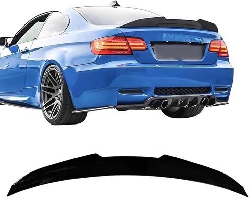 IKON MOTORSPORTS, Trunk Spoiler Compatible with 2007-2013 BMW E92 3-Series Coupe & M3 Coupe, Matte Black PSM Style ABS Plastic Rear Trunk Lid Spoiler Wing Lip in Saudi Arabia