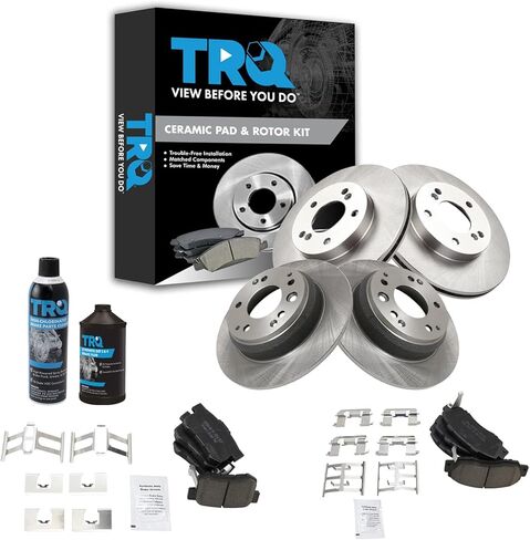 TRQ Front and Rear Brake Pad & Rotor Kit Brake Chemical Kit Brake Pads Brake Rotor Ceramic Compatible with 1991-1995 Acura Legend 1996-1998 RL 1995-1998 Honda Odyssey 1996-1999 Isuzu Oasis in Saudi Arabia