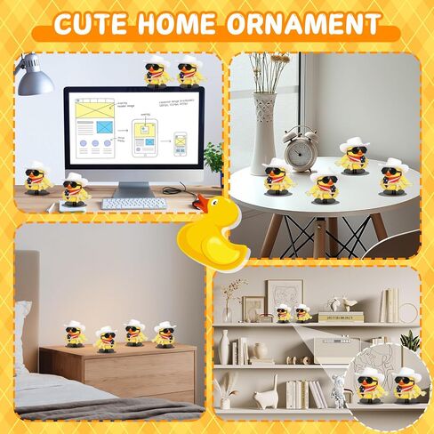 DIY Rubber Duck with White Cow-boy Hat, Gun, Bandana & Sunglasses, Cowboy Rubber Duck for Car Dashboard Decoration, Party Favors, Bath Toys in Kuwait