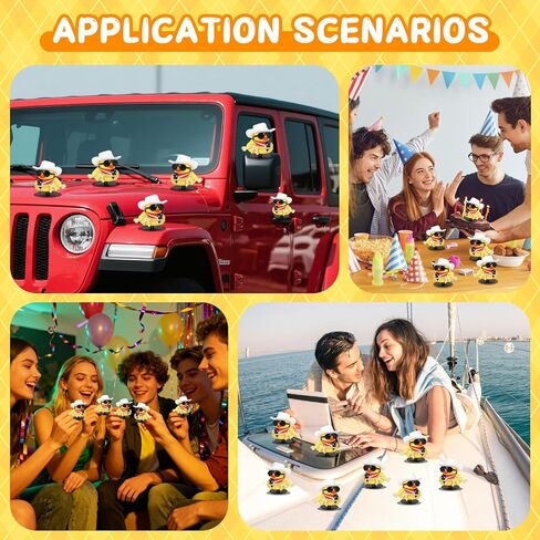 DIY Rubber Duck with White Cow-boy Hat, Gun, Bandana & Sunglasses, Cowboy Rubber Duck for Car Dashboard Decoration, Party Favors, Bath Toys in Kuwait