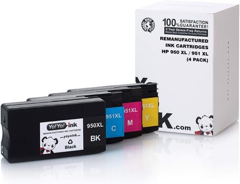 YoYoInk Remanufactured Ink Cartridge Replacement for HP 950XL 951XL 950 951 XL (1 Black, 1 Cyan, 1 Magenta, 1 Yellow; 4 Pack) in Saudi Arabia