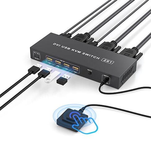KVM Switch 2 Sonitors 2 Computers HDMI USB3.0 ، 4K@60Hz KVM مفاتيح لجهاز كمبيوتر 2 مشاركة 2 طابعة/ماسحة ماسحة لوحة مفاتيح ، مع EDID/HDCP Adaptive ، 2USB Cabler و Desktop Controller in Kuwait