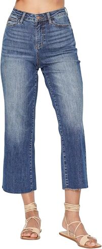 Judy Blue Women's Dolly High Rise Back Pocket Classic Cropped Wide Leg Jeans in Saudi Arabia