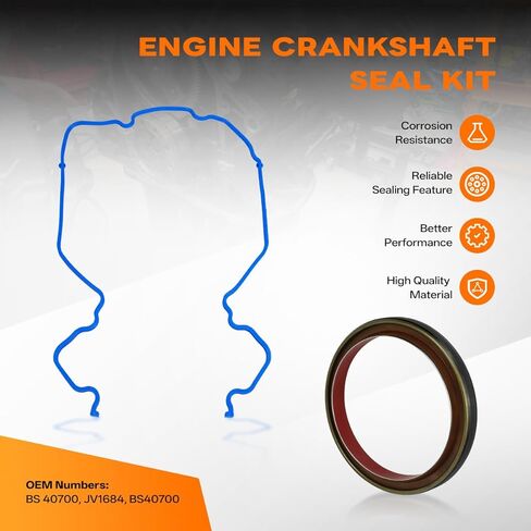 BS 40700 Engine Crankshaft Seal Kit Compatible with 2003-2010 Ford E-350/E-450/Excursion/F-250/F-350/F-450/F-550 Super Duty, Rear Main Seal Replaces OEM # BS40700, JV1684 in Kuwait