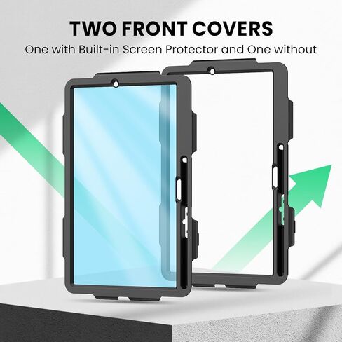 SEYMAC Case for Samsung Galaxy Tab S6 Lite 10.4'' 2024/2022/2020 (SM-P620/P610/P615), Heavy Duty Full-Body Shockproof Protective Case with Screen Protector, Rotating Stand, Hand/Shoulder Strap, Black in Kuwait