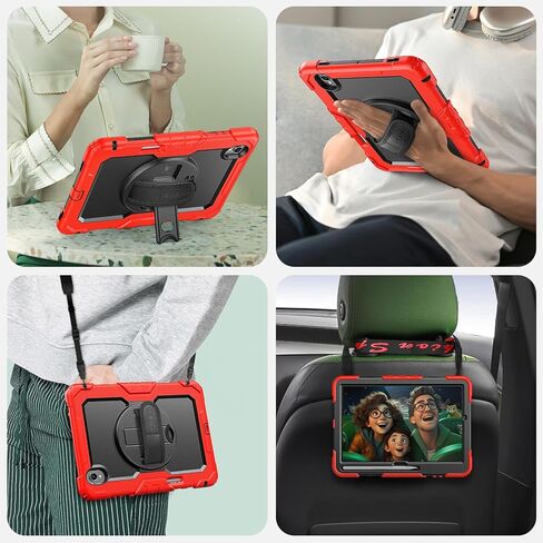 SEYMAC Case for Samsung Galaxy Tab S6 Lite 10.4'' 2024/2022/2020 (SM-P620/P610/P615), Heavy Duty Full-Body Shockproof Protective Case with Screen Protector, Rotating Stand, Hand/Shoulder Strap, Black in Kuwait