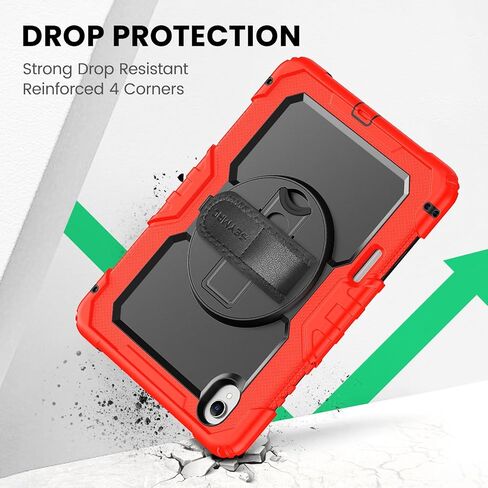 SEYMAC Case for Samsung Galaxy Tab S6 Lite 10.4'' 2024/2022/2020 (SM-P620/P610/P615), Heavy Duty Full-Body Shockproof Protective Case with Screen Protector, Rotating Stand, Hand/Shoulder Strap, Black in Kuwait