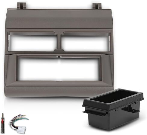 ALLGOOD Car Stereo Radio Dash Bezel Kit Mount Trim, Compatible with Chevy/GMC Crew Cab Dually 1992-1994, Dash Cover Cap Wire Harness, Grey in Kuwait