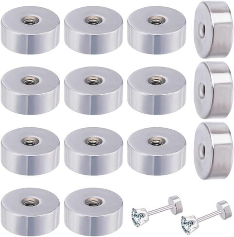 Beebeecraft 1 Box 50Pcs Screw Ball Backs for 20G Threaded Post Stainless Steel Geometry Flat Round Replacement Earring Backs for Jewelry Earring Making Supplies in Saudi Arabia
