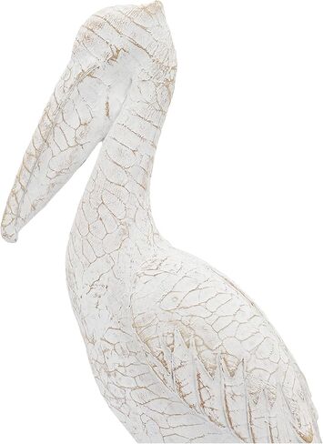White Ceramic Pelican Statue - Contemporary Coastal Distressed White Decorative Pelican Sculpture for Home or Office Decor - Beach Theme Decor Table Accent in Kuwait