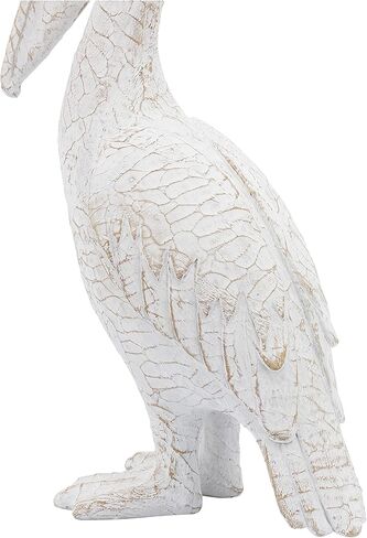 White Ceramic Pelican Statue - Contemporary Coastal Distressed White Decorative Pelican Sculpture for Home or Office Decor - Beach Theme Decor Table Accent in Kuwait