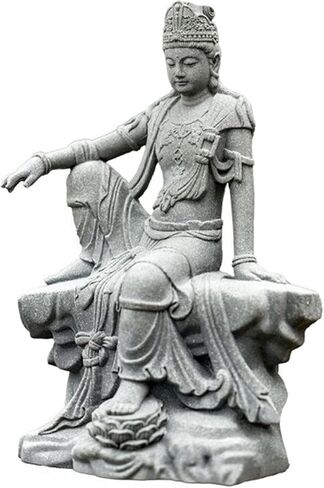 livelyfish Aquarium Buddha Statue Guanyin Buddha Sandstone Sculpture for Zen Garden Fish Tank Home Decor (M) in Kuwait
