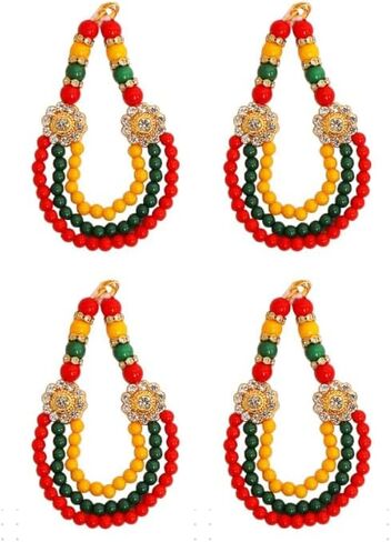 Set of 4 Mala for Laddu Gopal/Devi Maa/Radha Krishna/Indian Traditional Holi Festival of Colours God Goddess Set Deities jewellary All God Idol Statue (Size:- 2")(Colour:-White) Decorations in Saudi Arabia