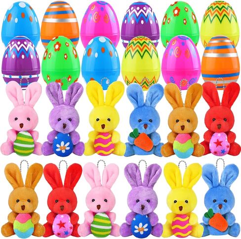 24pcs Prefilled Easter Eggs with Animal Squishy Toys, Easter Basket Stuffers Egg Hunt Egg Fillers Squeeze Toys for Boys Girls Easter Party Favors for Kids Classroom Prize in Saudi Arabia