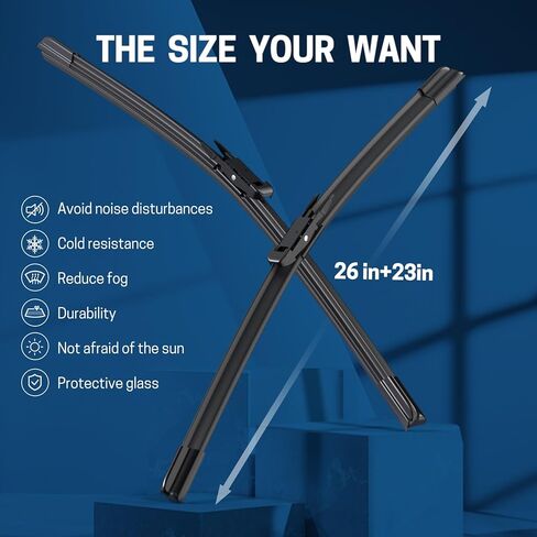 MIKKUPPA 26"+23" Windshield Wipers Blades Replacement for 2007-2021 Toyota Tundra, 2008-2022 Toyota Sequoia, Pinch Tab All Season Wiper Blades(Pack of 2) in Saudi Arabia