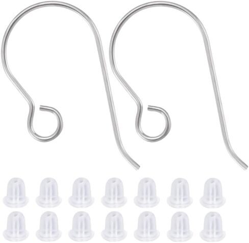 Beebeecraft 1 Box 20Pcs Pure Titanium Earring Fish Hooks Silver Earring Hooks for DIY Jewelry Making (21 Gauge) in Saudi Arabia