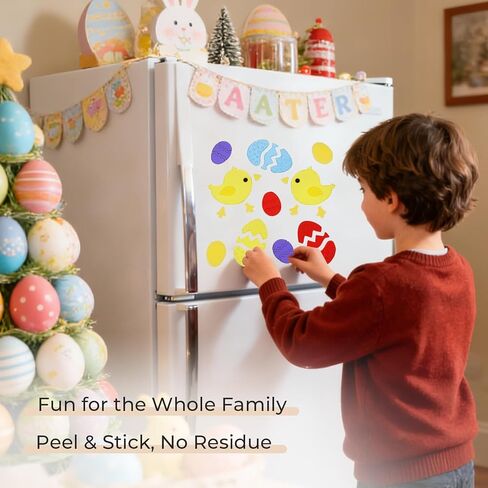 Easter Gel Window Clings (6 Sheets), Large Jelly Stickers Bunny Chick Egg Party Decorations Spring Holiday Gel Sticks Home Decals in Saudi Arabia