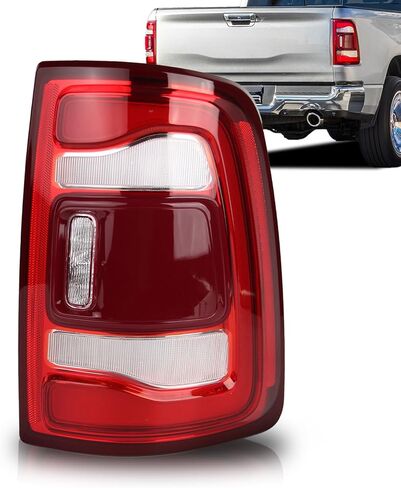 مجموعة المصابيح الخلفية LED متوافقة مع 2019-2023 RAM 2500، مصابيح خلفية بإطار أحمر بدون نقطة عمياء بدون وظيفة النقطة العمياء 68361717AD (الحافة الحمراء، جانب السائق الأيسر) in Saudi Arabia