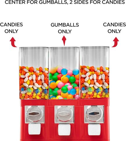 Vending Machines for Business Gumball Machine with Stand Candy Vending Machines Triple Pod Standing Dispenser for Commercial Use to Dispense Gumballs Candies Using Quarter with Removable Canisters in Kuwait