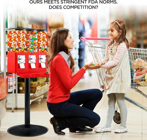 Vending Machines for Business Gumball Machine with Stand Candy Vending Machines Triple Pod Standing Dispenser for Commercial Use to Dispense Gumballs Candies Using Quarter with Removable Canisters in Kuwait