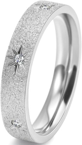 جود جولرز عرض 5 ملم من الفولاذ المقاوم للصدأ رمل ناعم سطح مرصع بالنجوم خاتم الخلود لحفلات الزفاف قابل للتكديس in Kuwait