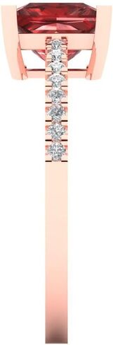 Clara Pucci 14K Solid Gold Engagement Ring for Women | 1.62 cttw Garnet Princess Cut Solitaire with Accents | Real Rose Gold Wedding Ring in Saudi Arabia