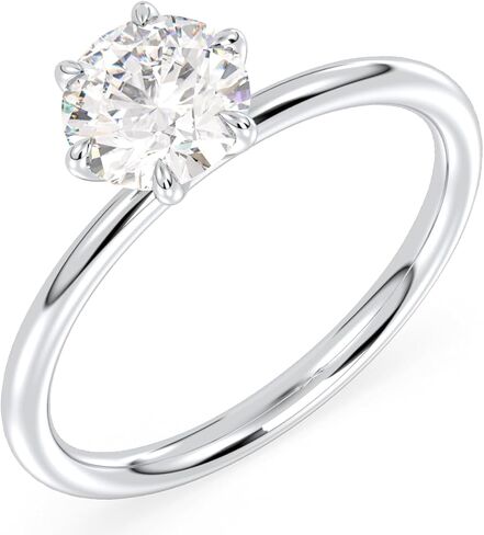 خاتم خطوبة مويسانيتي معتمد 1 - 1.6 قيراط للنساء، وضوح VVS1 بلون D، فضة استرلينية 925 مع طلاء من الذهب الأبيض عيار 18 قيراط، خاتم وعد سوليتير لحفلات الزفاف والذكرى السنوية وعيد الأم in Kuwait
