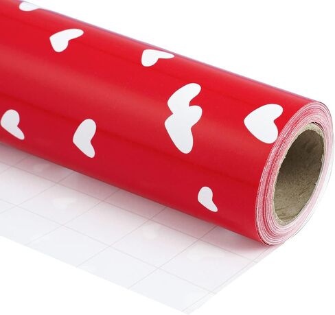 WRAPAHOLIC Valentine's Day Wrapping Paper - Mini Roll - 17 Inch X 33 Feet - Sweet Gold Foil Red Love Heart Design for Valentine's Day, Wedding, Anniversary, Birthday, Baby Shower in Saudi Arabia